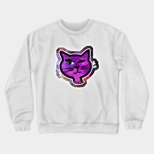 Cosmos Sparkle Winking Cat Nostalgia Design Crewneck Sweatshirt